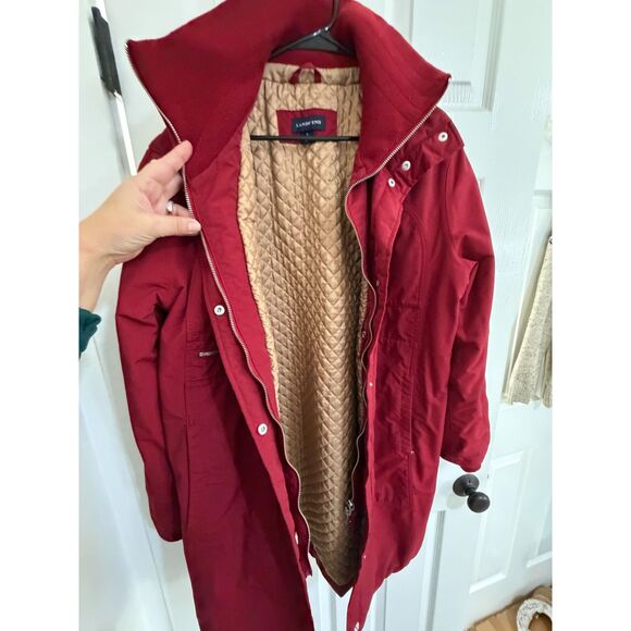 Lands End Delancey Womens Red Winter Parka Coat Size Large - Picture 5 of 13